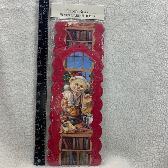 Vintage Teddy Bear Elves Christmas Card Holder card display 56"" long - Picture 6 of 12